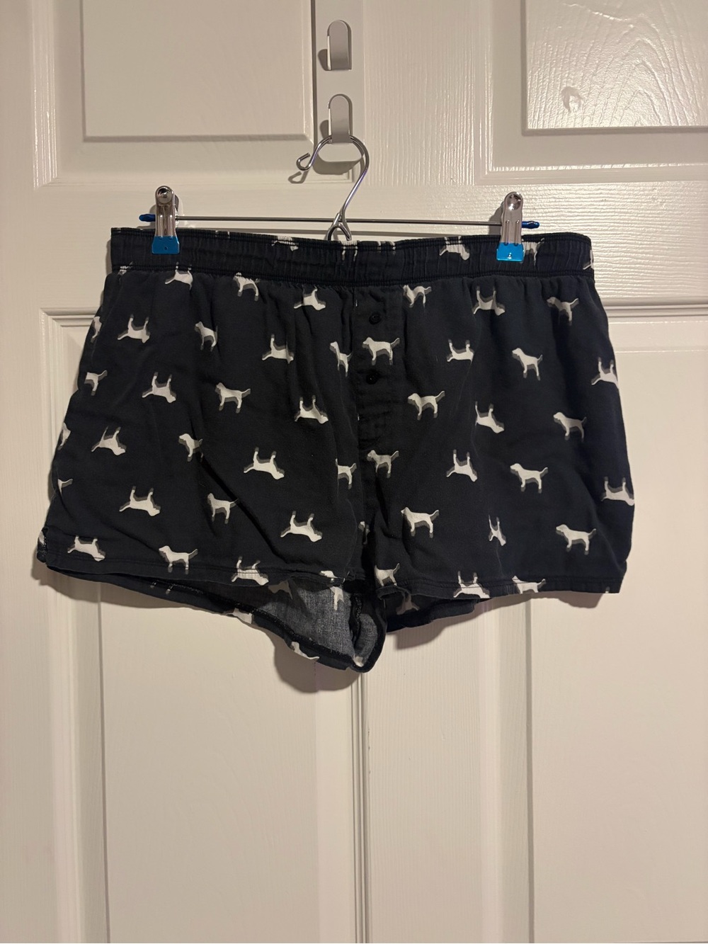 Victoria's Secret Black Boxer Shorts with White Dog Print